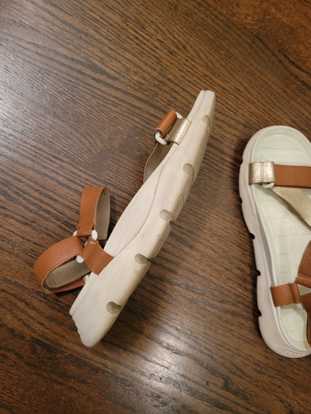 Cole Haan Brown and Gold Strappy Sport Sandals - Picture 2 of 3